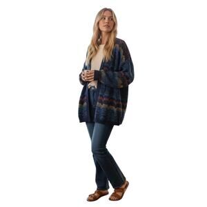 Silvercord Womens Zigzag Knit Cardigan Button Up Sweater Acrylic Size Large VTG